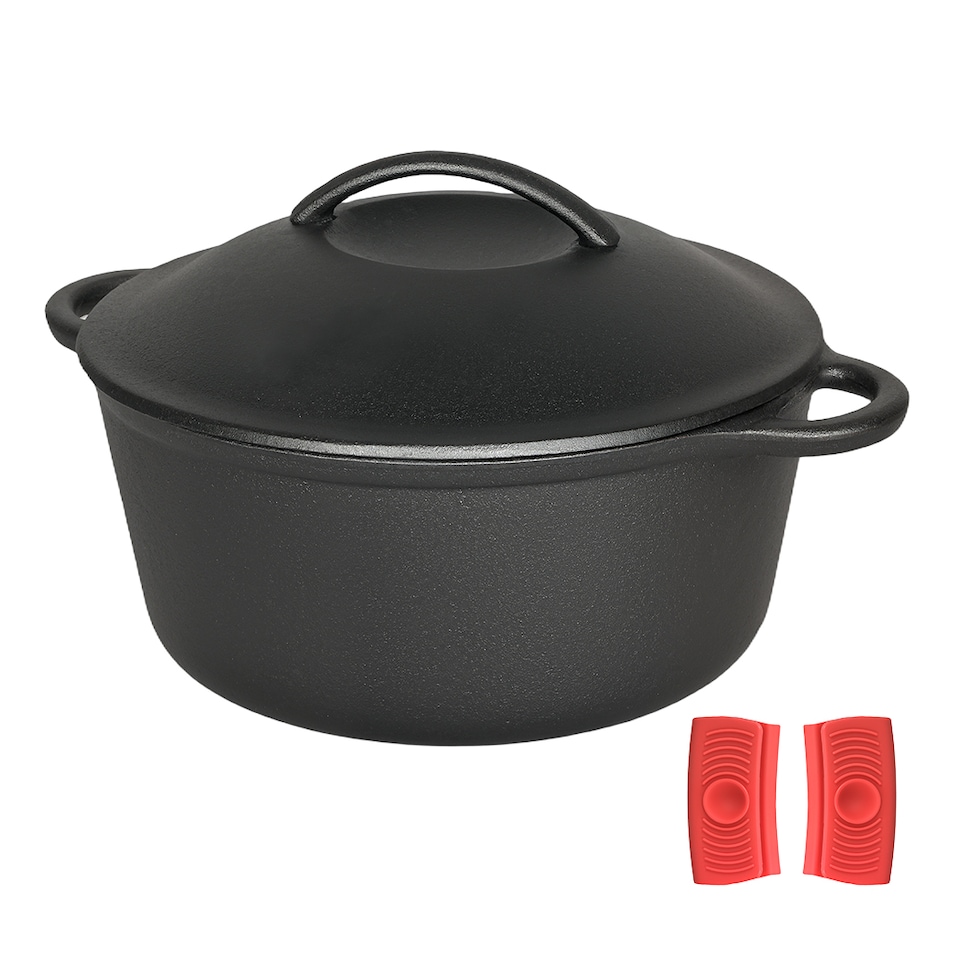 image 1 of TOQUE Cast Iron Dutch Oven Heavy Duty Casserole Dish Pot Stockpot With Lid