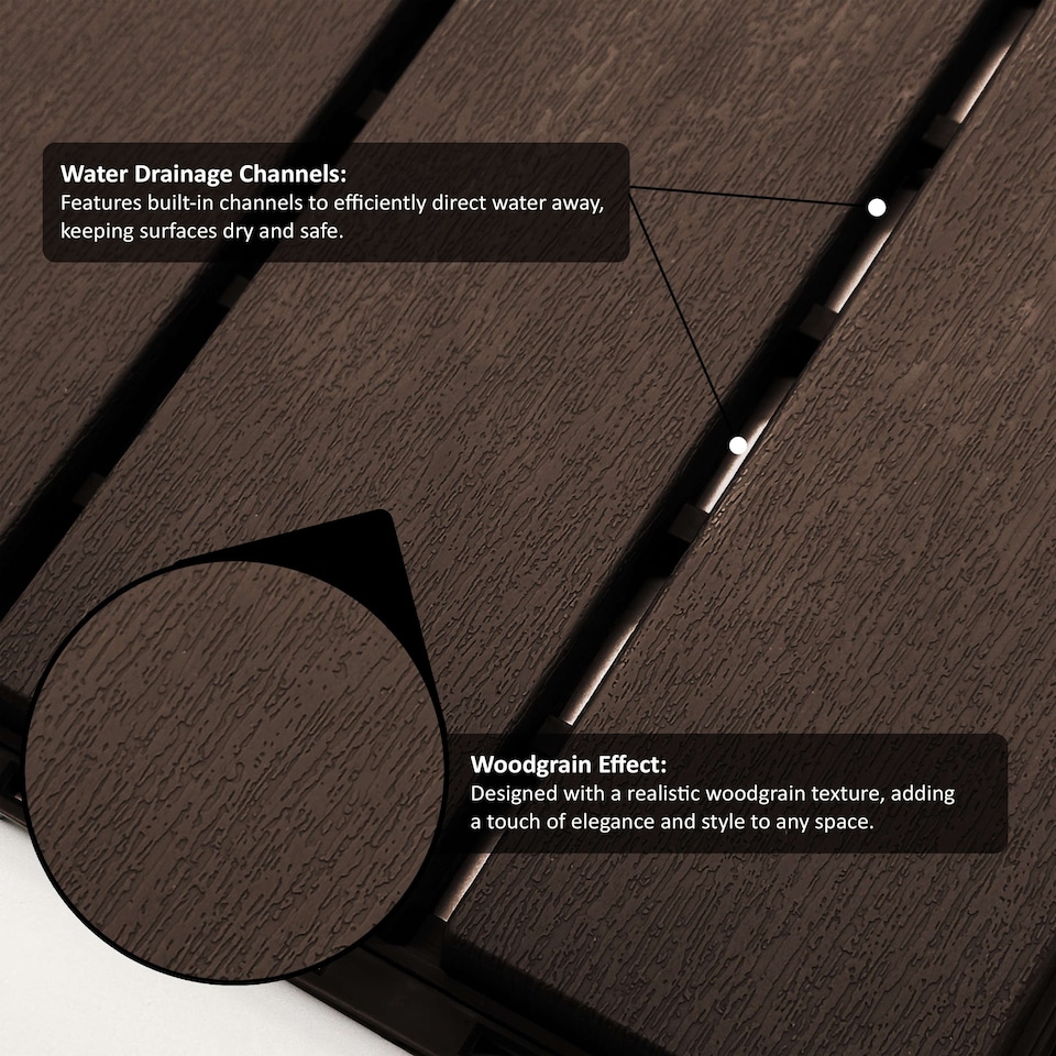 image 1 of Polydeck PVC Interlocking Decking Tiles - Brown | Brown | Pack of 1