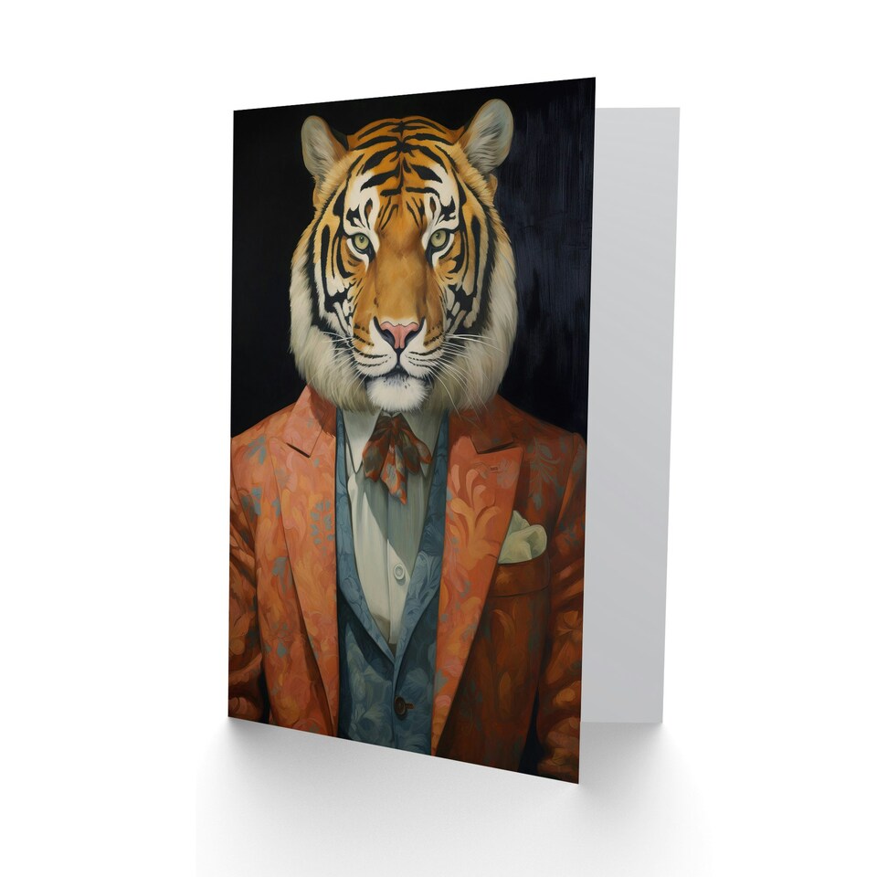 image 1 of Who Went Tea Suit Tiger Him Birthday Card