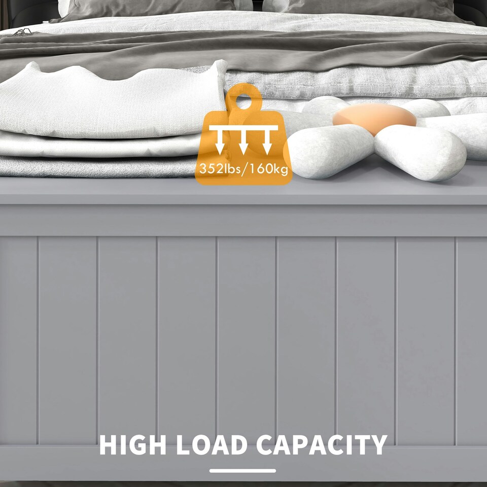 image 1 of HOMCOM Storage Chest with 2 Safety Hinges, Modern Storage Bench, Grey