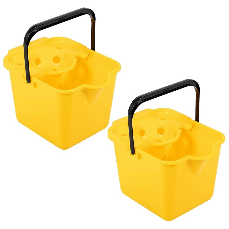 image 1 of 1 x 12 Litre Strong Plastic Yellow Mop Bucket Complete With Pouring Lip Ideal For All Hard Floors
