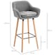 image 3 of HOMCOM Set of 2 Bar Stools Modern Upholstered Seat Bar Chairs with Metal Frame, Solid Wood Legs Living Room Dining Room Fabric Furniture - Grey