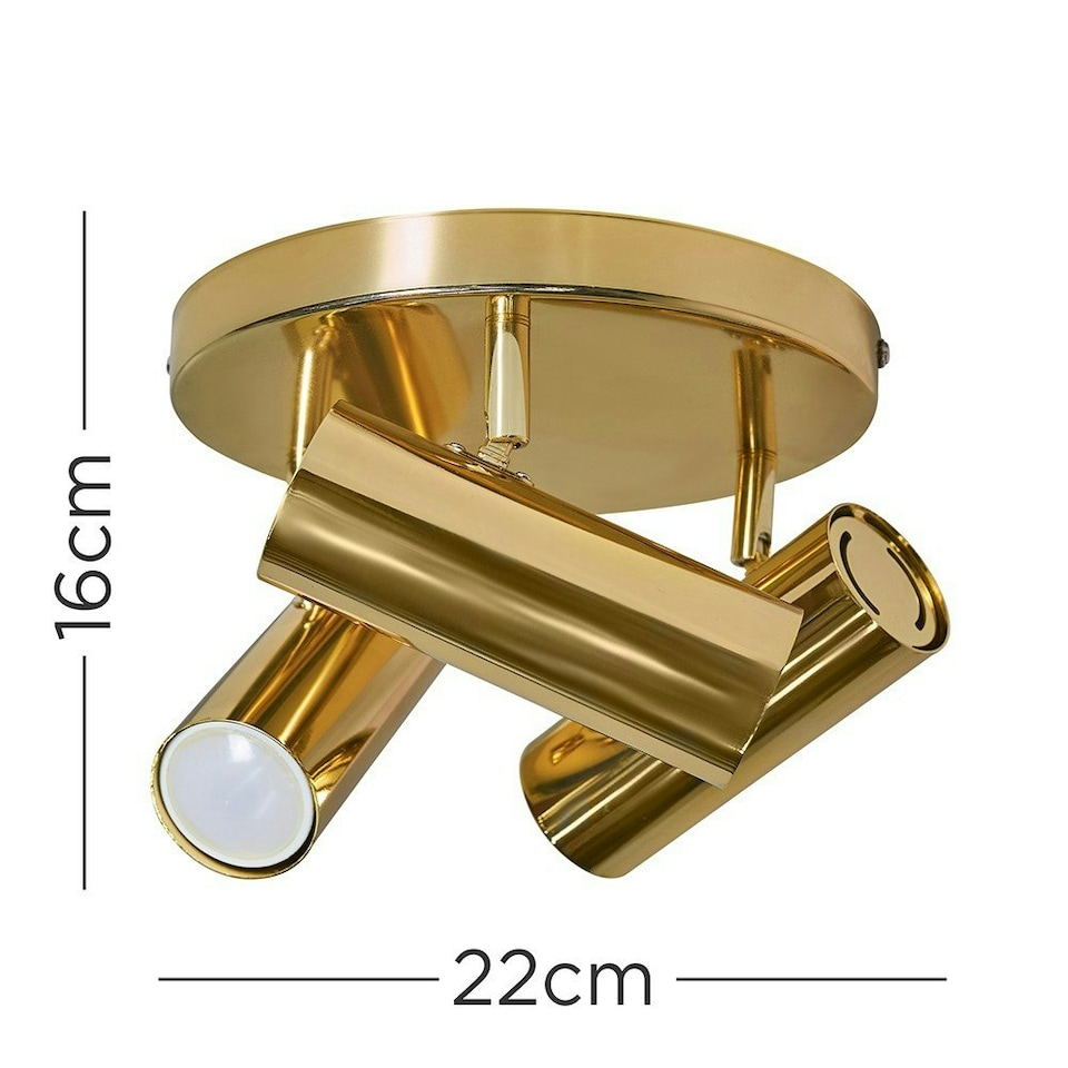 image 1 of ValueLights Modern 3 Way Adjustable Gold Round Plate Ceiling Spotlight Gold
