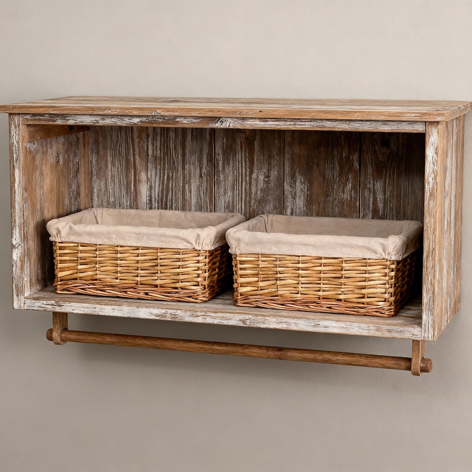 image 1 of Wickerfield Rectangular Wicker Storage Basket with Fabric Lining for Home Storage, Shelves & Gift Hampers