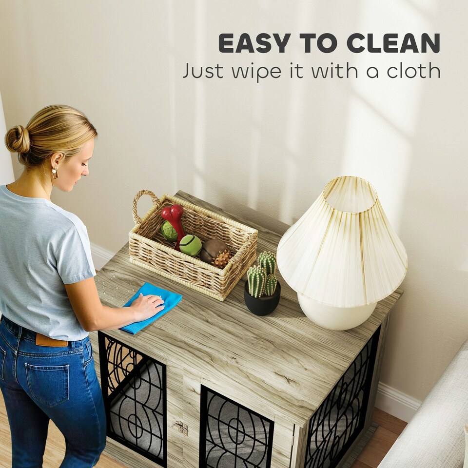 image 1 of PawHut Dog Crate Furniture, End Table for Medium Dogs w/ Cushion