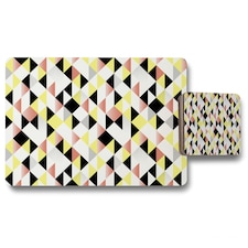 Yellow, Pink & Black Geometric Pattern (Placemat & Coaster Set)