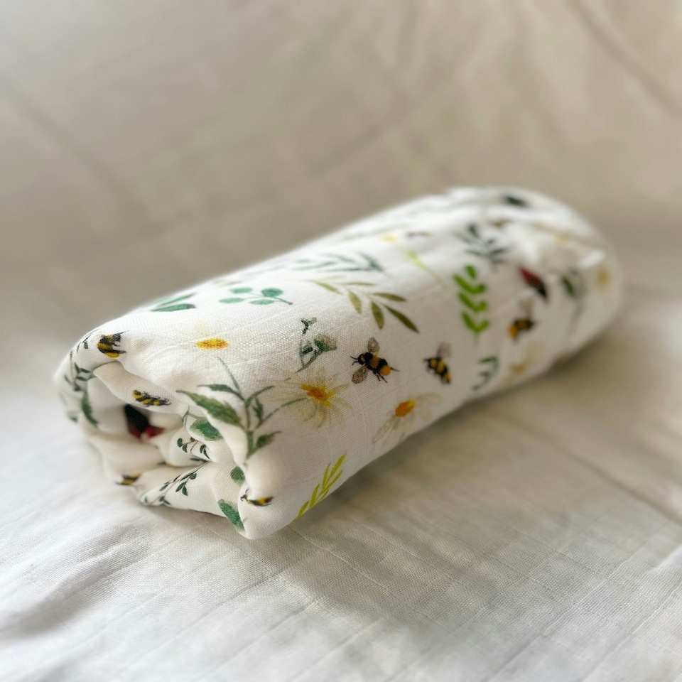image 1 of The Gilded Bird Wild Bee Bamboo Baby Blanket