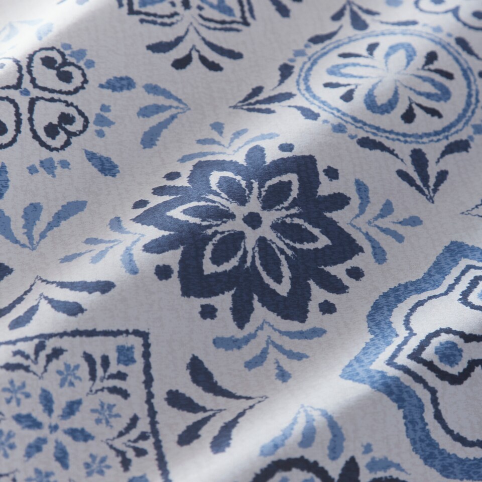 image 1 of Portfolio Home Porto Geometric Bohemian Soft Bedding Duvet Cover Set With Pillowcase | Blue | Double