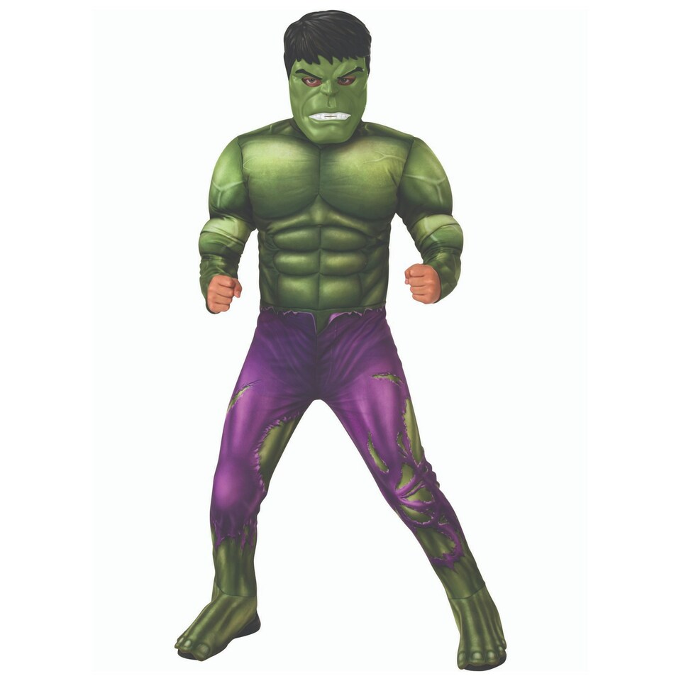 image 1 of The Avengers Childrens/Kids Deluxe Hulk Costume - Green/Purple - XS