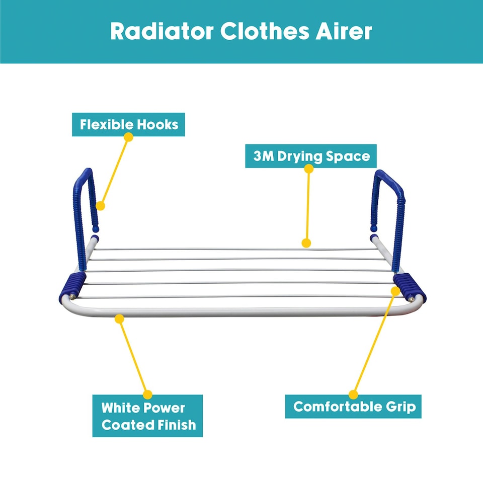 image 1 of JVL Radiator Clothes Airer 3 Metres, White
