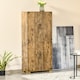 image 2 of HOMCOM Farmhouse 4-Door Cabinet, Freestanding Tall Cupboard with Storage Shelves for Bedroom & Living Room, Rustic Wood Effect