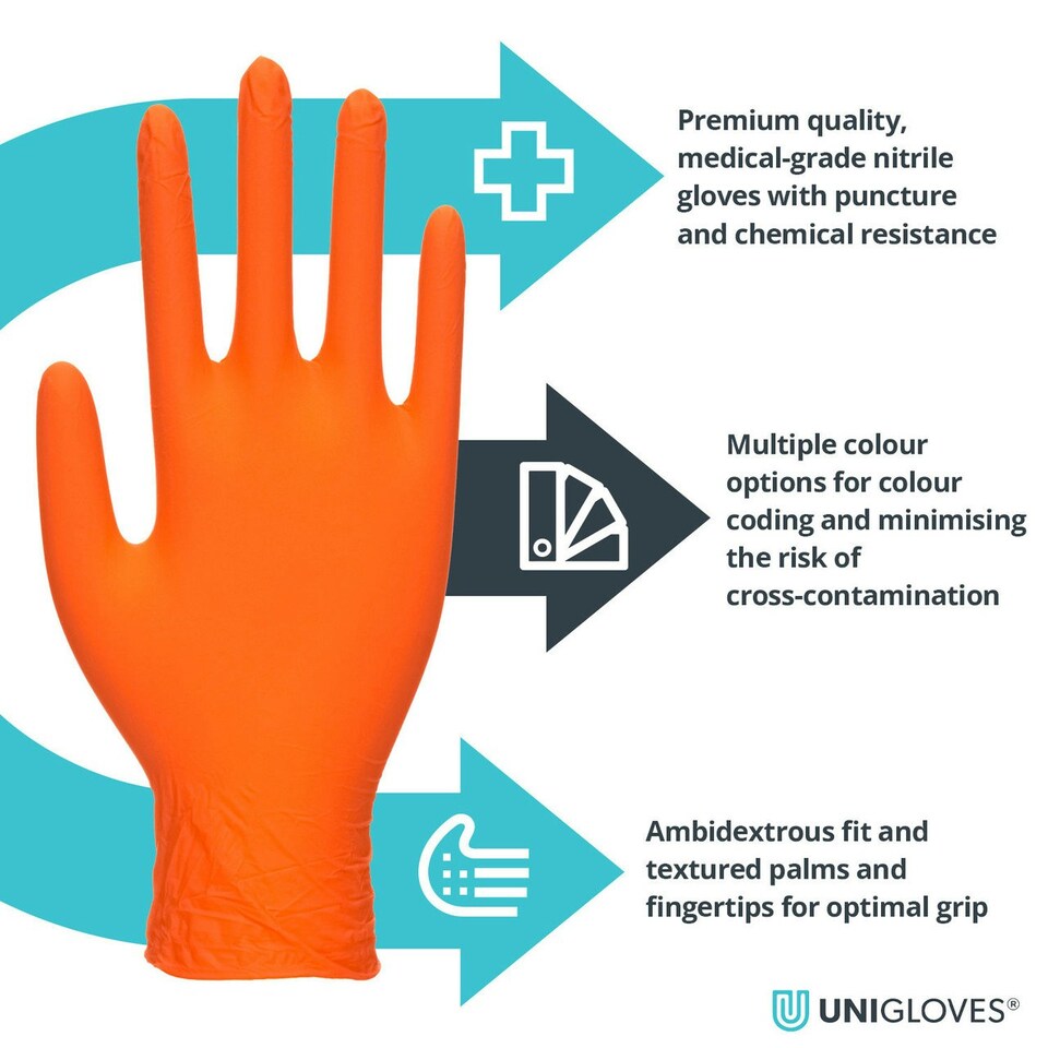image 1 of Unigloves Orange Pearl Box of 100 Nitrile Gloves