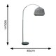image 2 of ValueLights Louis Black Arched Curved Floor Lamp with Grey Rope Dome Lamp Shade