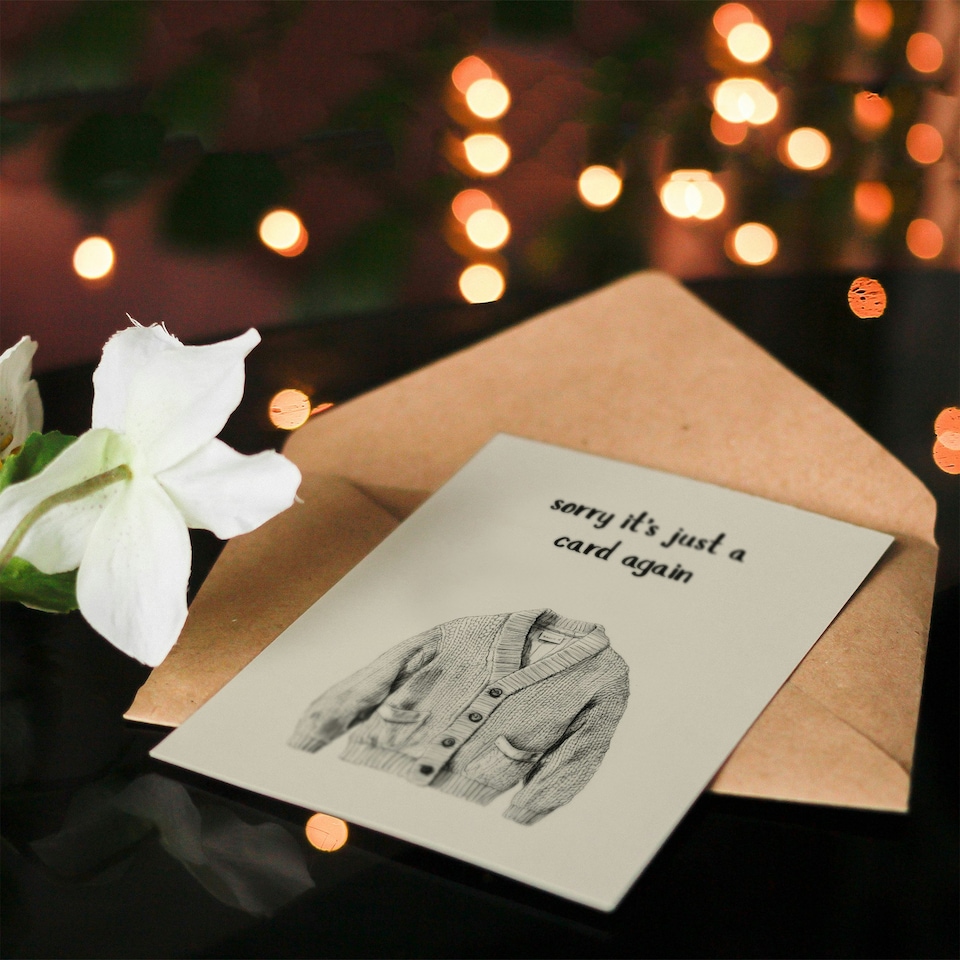 image 1 of Sorry Just Card Again Funny Cardigan Pun Birthday Card