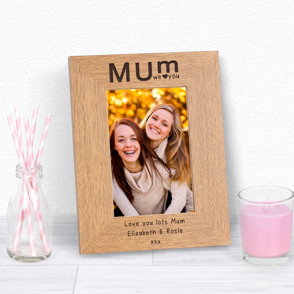 image 1 of Personalised Mum I We love you Wood Picture Frame 7x5 Mothers Day