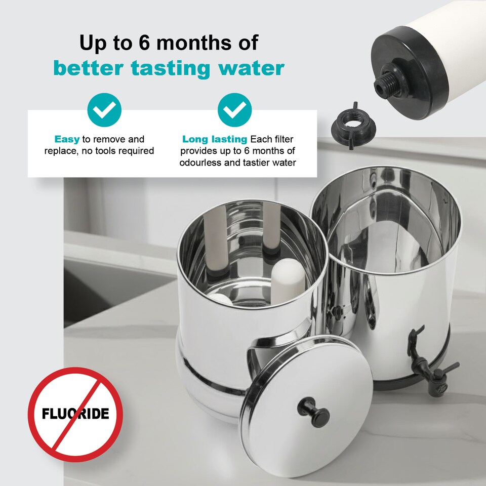 image 1 of SPARES2GO Ceramic Gravity Water Filter Candle 7in fits British Berkefeld BERKEY (2 Pack)