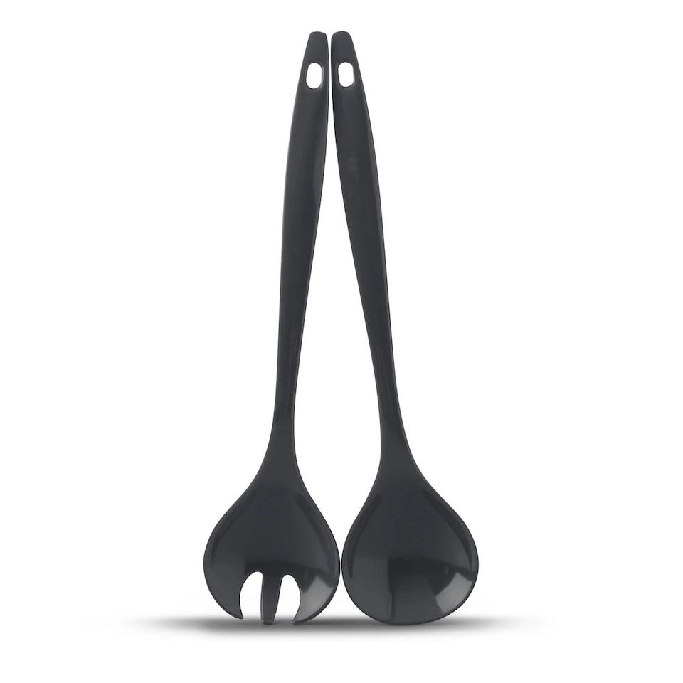 image 1 of Zeal Melamine 2-Piece Salad Servers Set Black | Dark Grey
