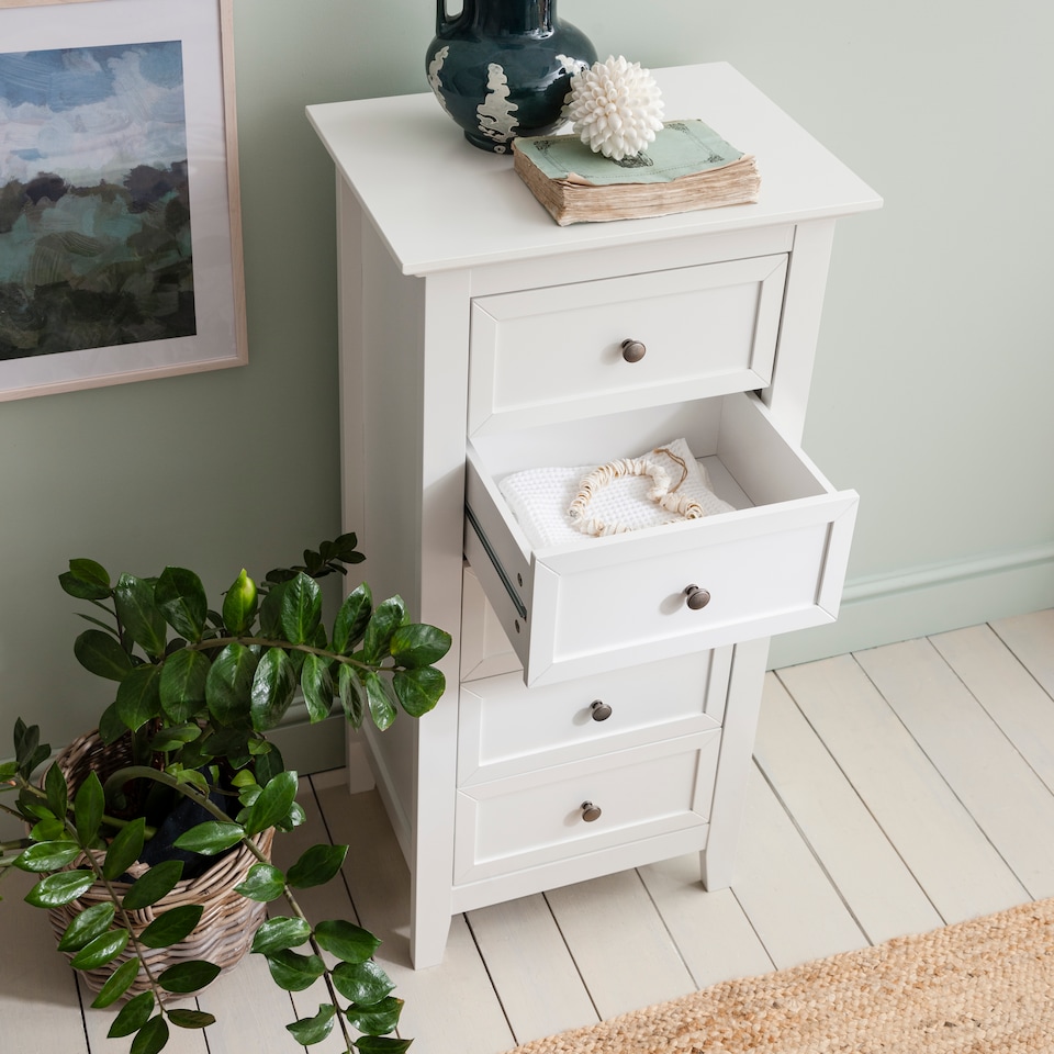image 1 of Karlstad Chest of Drawers 5 Drawer Tall in Classic White