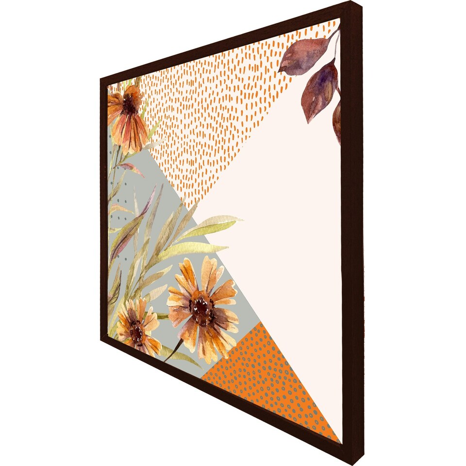 image 1 of Autumn geometric shapes and flowers (Picture Frame) Black | XS