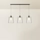 image 4 of ValueLights Susie Glass Matte Black 3 Drop Ceiling Light and Bulbs