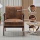 image 7 of Faux Leather Suede Cream Selma Accent Chair