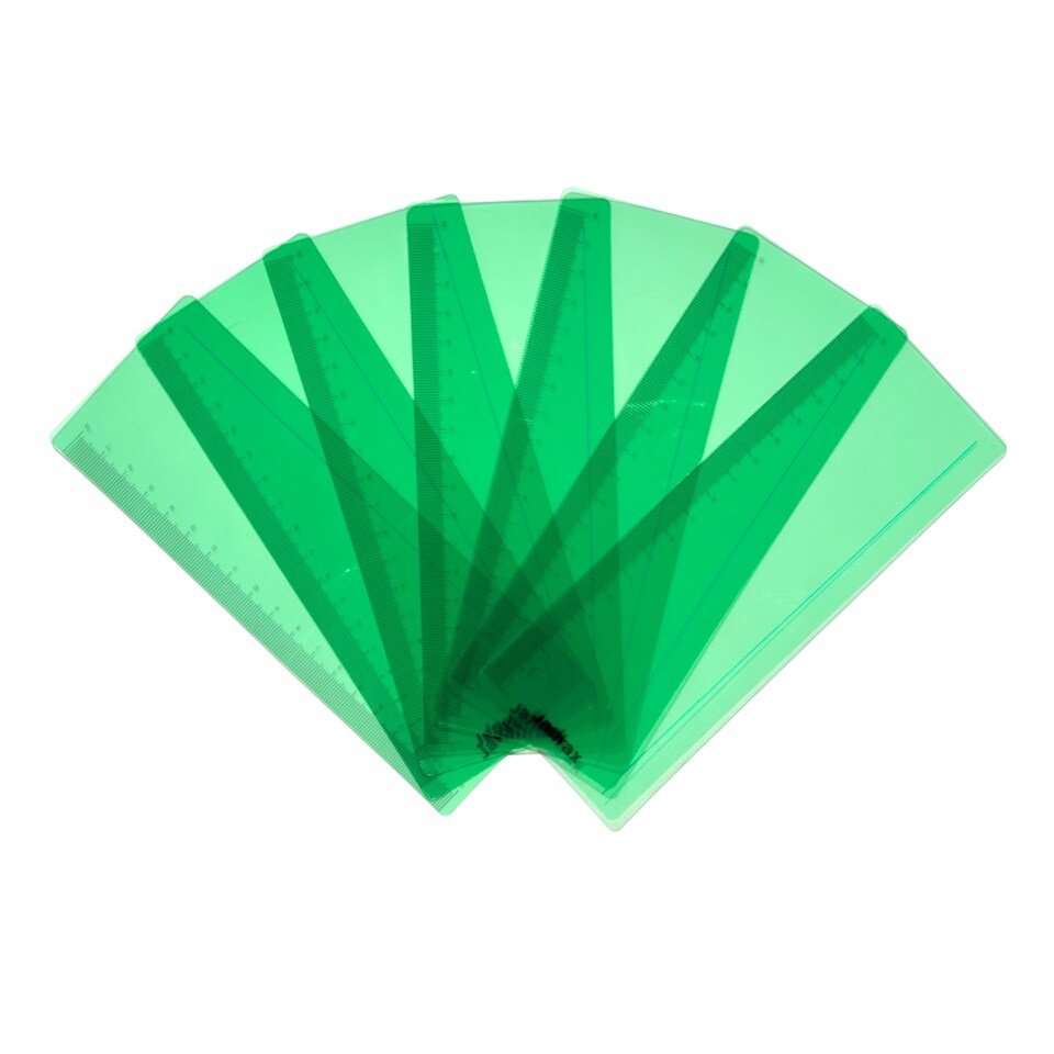 image 1 of Pack of 8 Green 191x70mm Dyslexia Overlay Reading Rulers  - PET Material, Rounded Corners | Green | Green