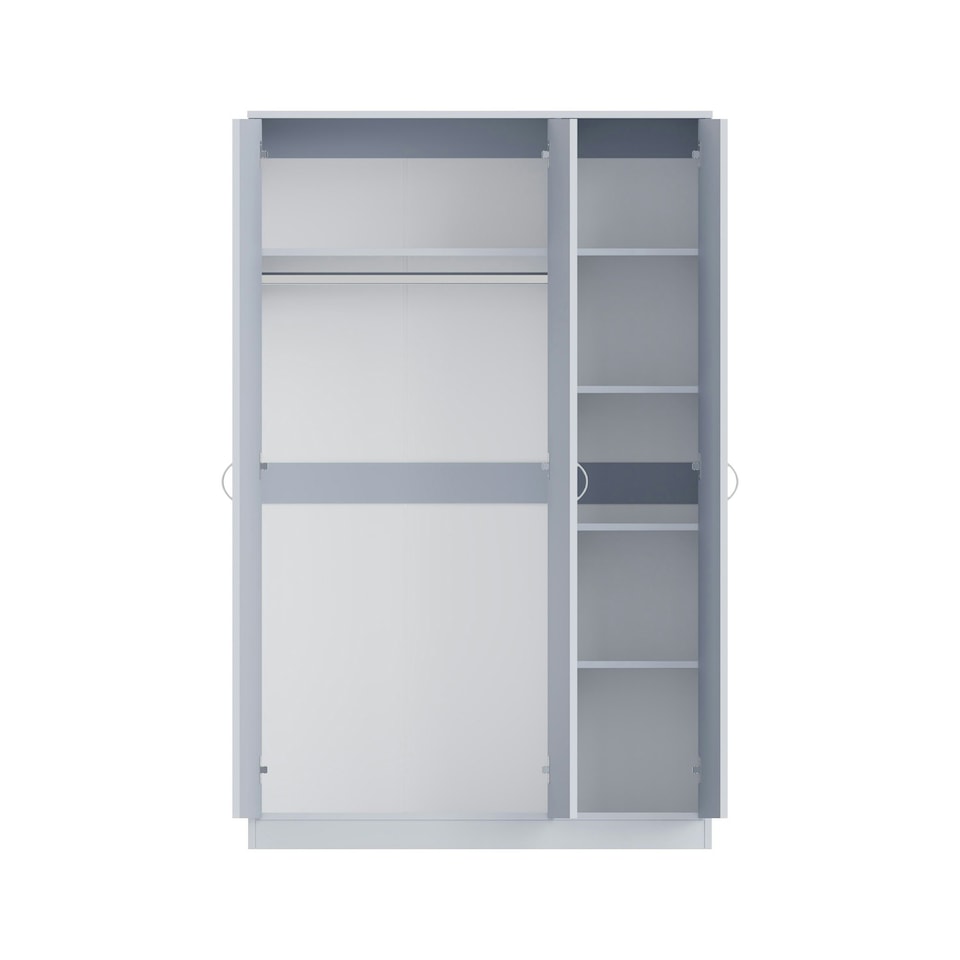 image 1 of FWStyle Chilton 3 Door Wardrobe With Mirror - Grey Gloss Front Grey