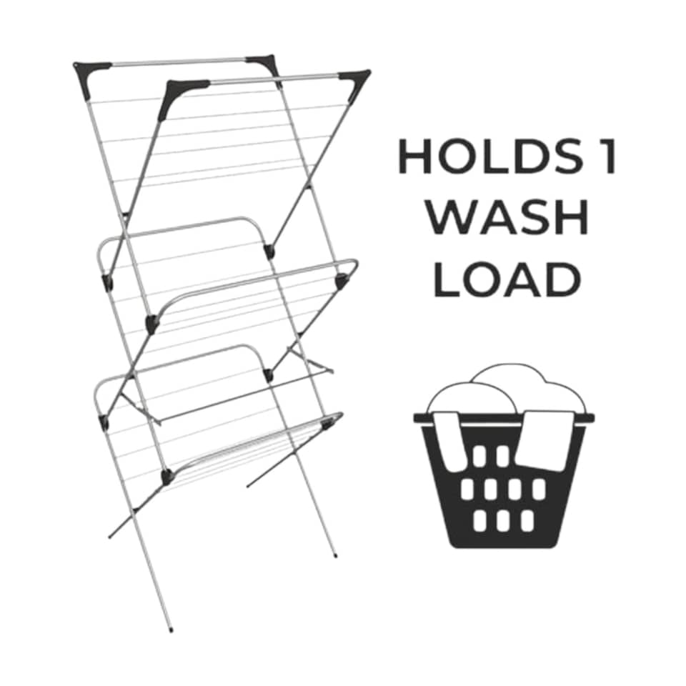 image 1 of Vileda Sprint 3 Tier Clothes Airer Indoor Drying Rack Washing Line 15m