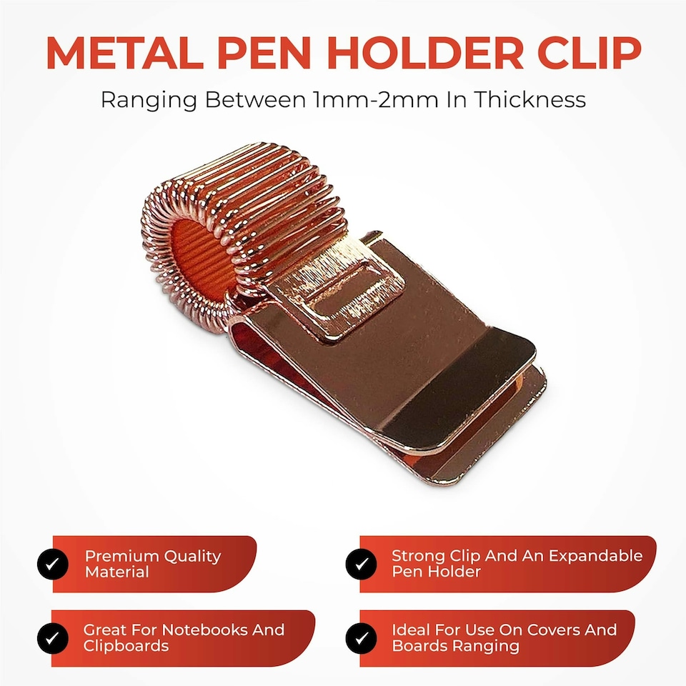 image 1 of Iridescent Metal Pen Holder Clip for Notebooks and Clipboards