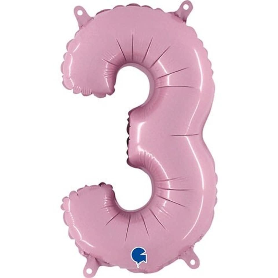 Number 3 Pastel Pink Air Fill Foil Balloon 35cm / 14 in