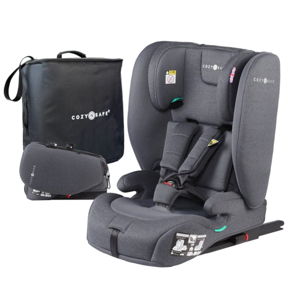 image 1 of Cozy N Safe Cygnus i-Size Car Seat 76-150cm, ISOFix & Top Tether, Foldable Compact Design, Adjustable Headrest, Travel Bag Included, 15 Months to 12 Years (Graphite)