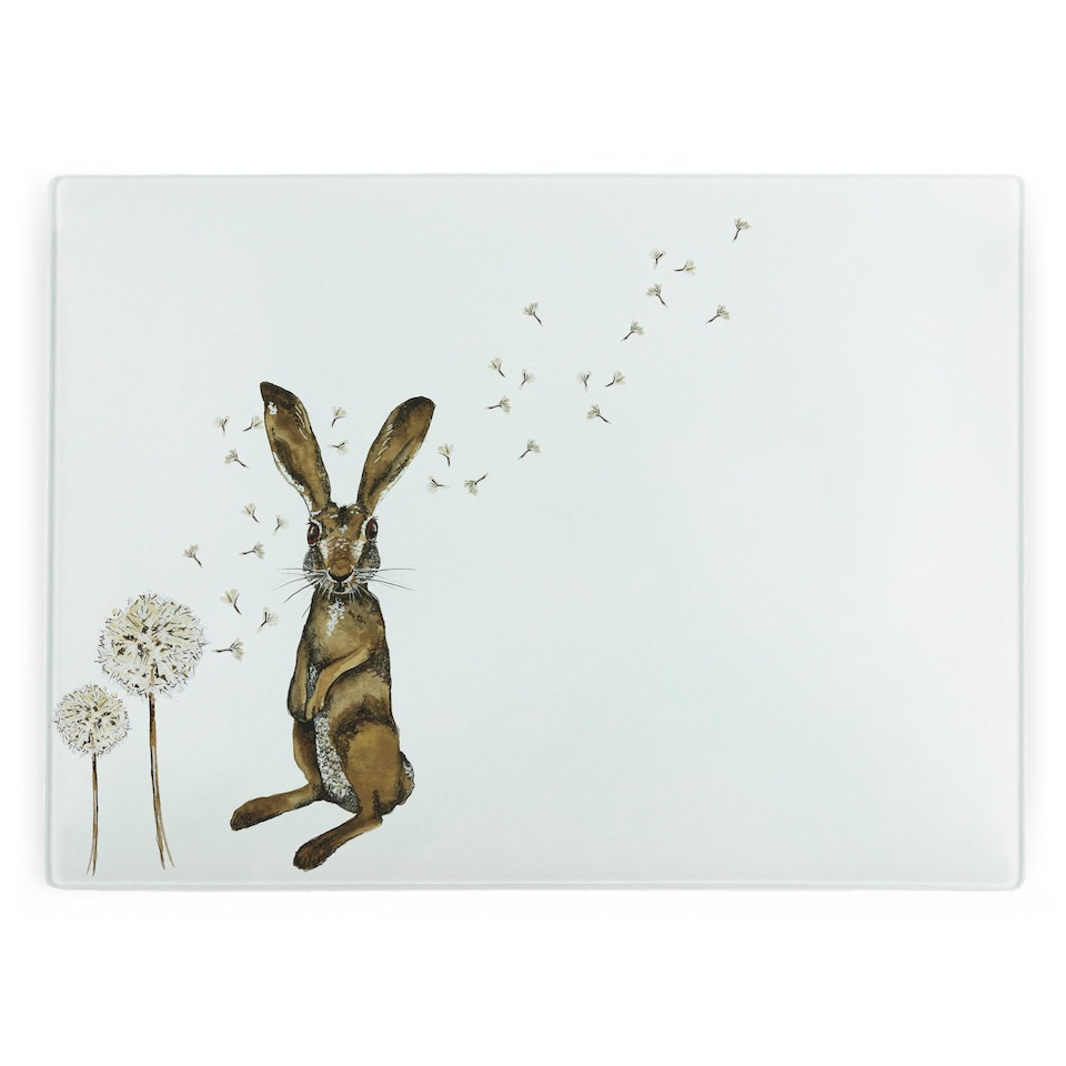 image 1 of Hare & Dandelions Large Smooth Glass Worktop Protector - Kitchen Cutting Board