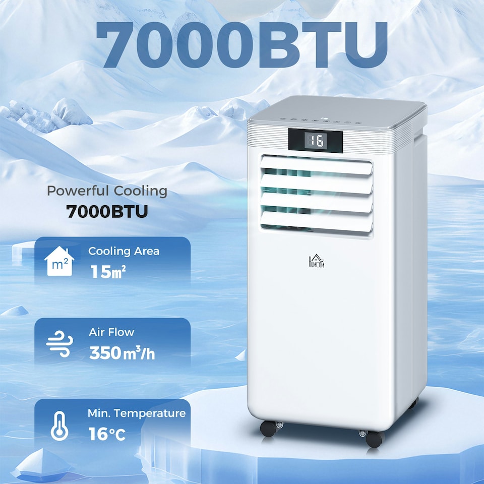 image 1 of HOMCOM 7000 BTU Mobile Air Conditioner Indoor Portable AC Unit, White