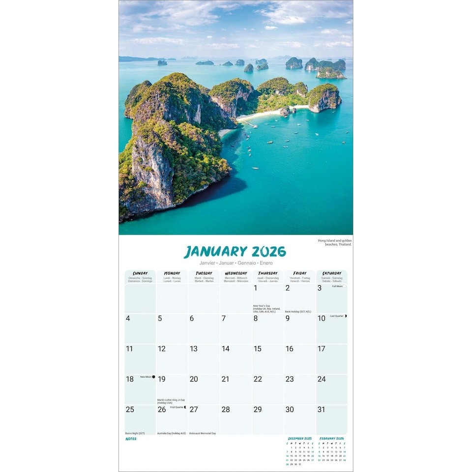 image 1 of Tropical Islands 2026 Calendar | Square Wall Calendar | Travel Gift | Plastic Free Packaging | by Avonside Publishing