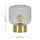 image 3 of ValueLights Satin Gold Base Bedside Table Lamp With Clear Glass Textured Light Shade