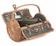 image 1 of 2 Person Green Tweed Barrel Wicker Picnic Basket