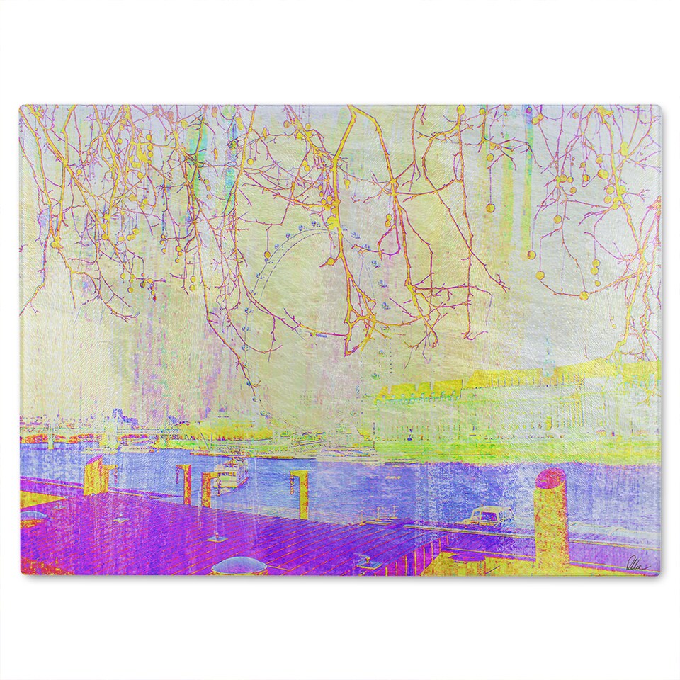 image 1 of London Eye Tree Drops Glass Chopping Board | Multi