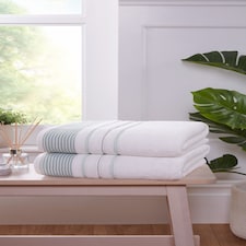 Dakota Stripe Cotton Bath Sheet Towels Set Of 2 | Green | Bath sheet | 2
