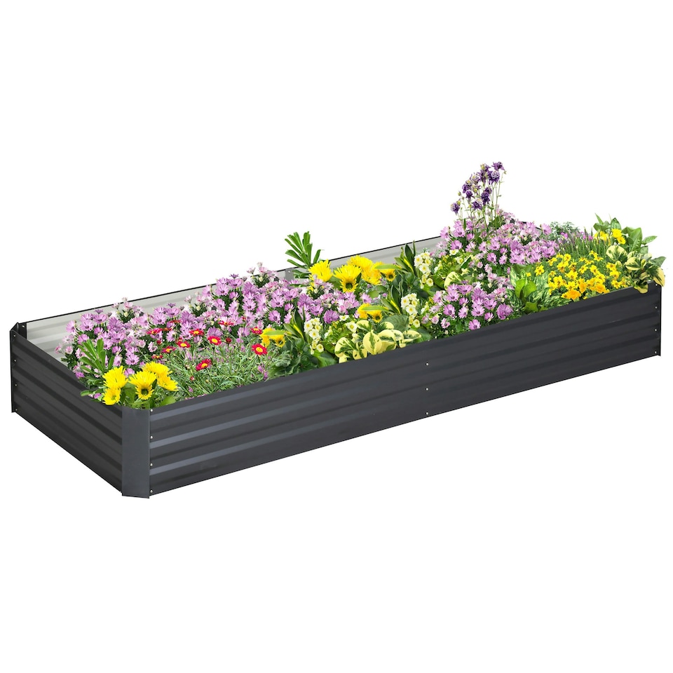 image 1 of Outsunny Galvanised Raised Garden Bed Metal Planter Box with Open Bottom, Green