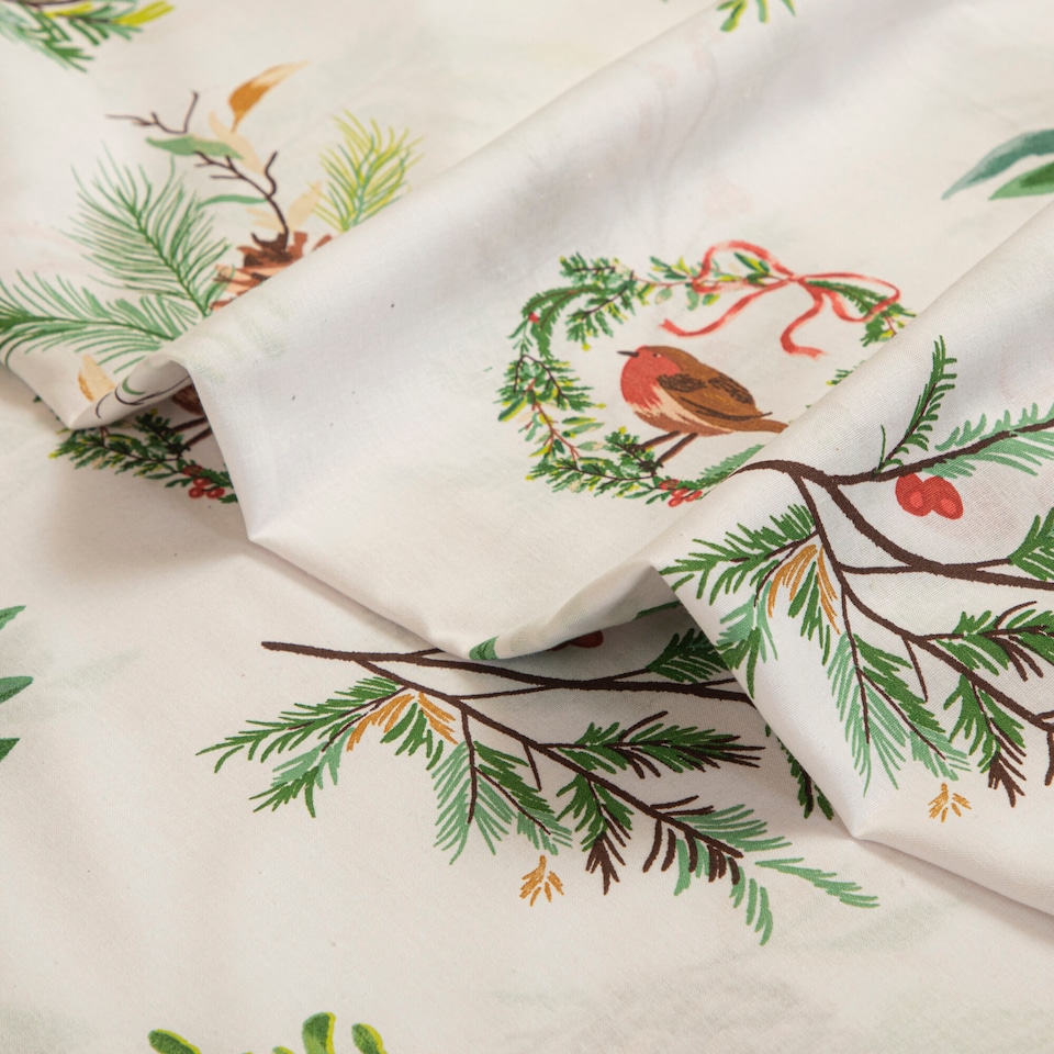 image 1 of Portfolio Home Evergreen Bows Festive Botanical Duvet Cover Set With Pillowcase | Multi | King