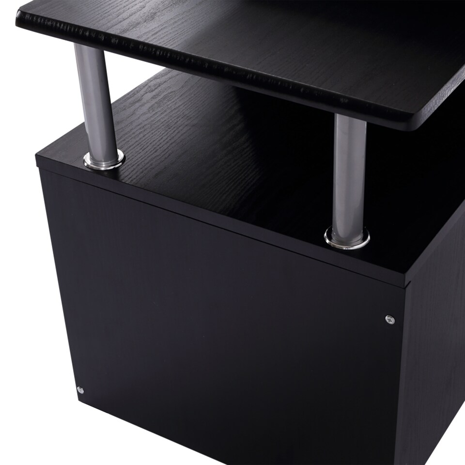 image 1 of HOMCOM Computer Desk PC Workstation with Drawer Shelves CPU Storage Rack Home Office Furniture (BLACK)
