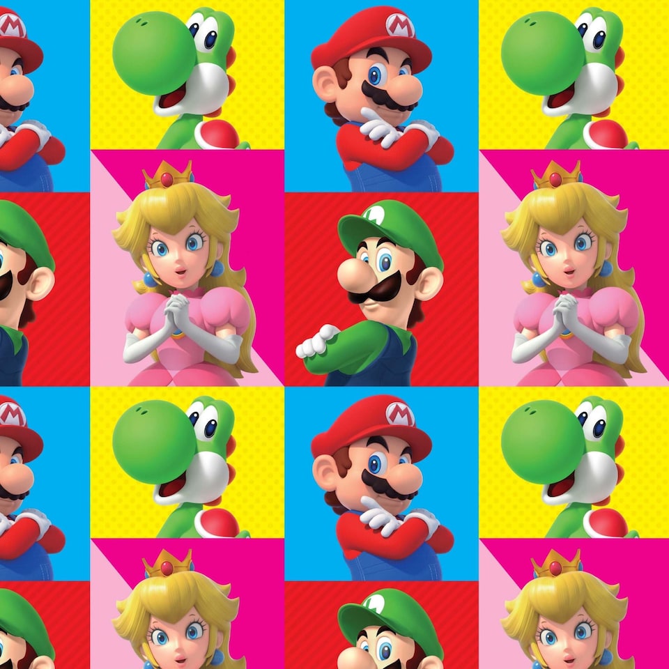 image 1 of Super Mario 2 Sheets & 2 Tags Gift Wrap