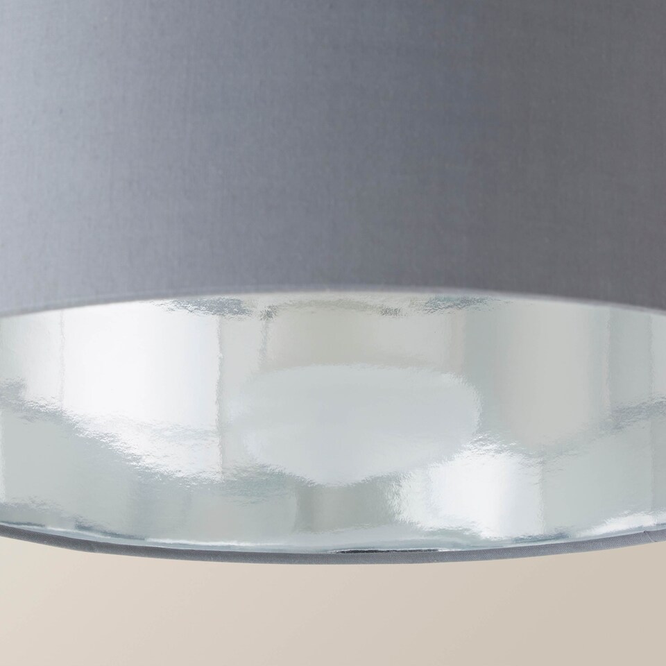 image 1 of ValueLights Reni Large Grey And Chrome Ceiling Pendant Shade | Grey