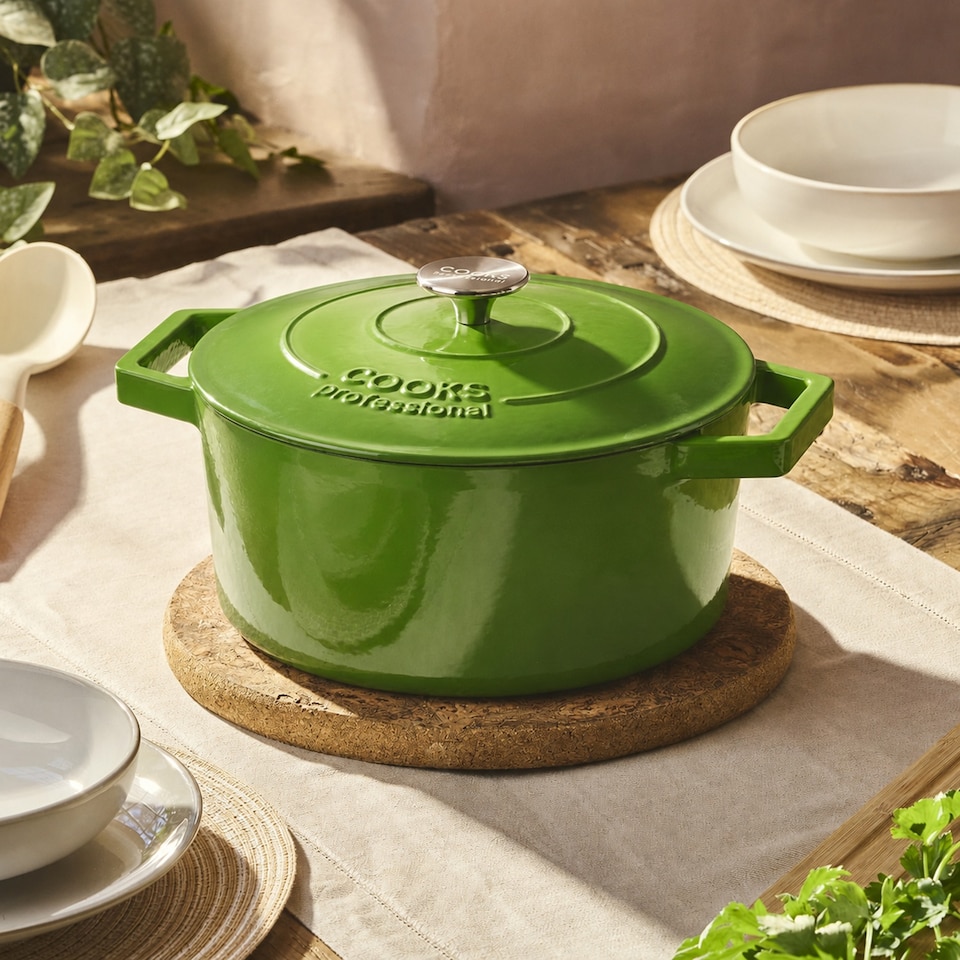 image 1 of Cooks Professional Casserole Dish 26cm – Ovenproof Pan with Lid | Green | Green