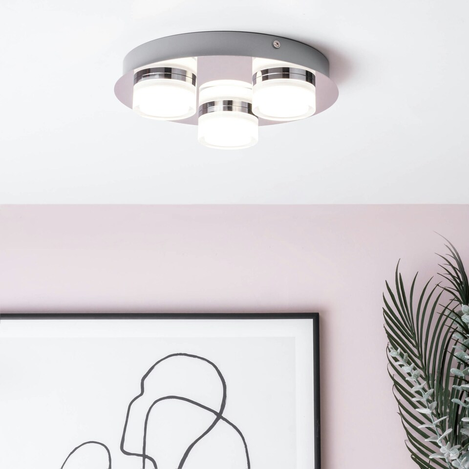 image 1 of BHS Brooke LED Bathroom Ceiling Spotlight Plate | Silver | Chrome | 1