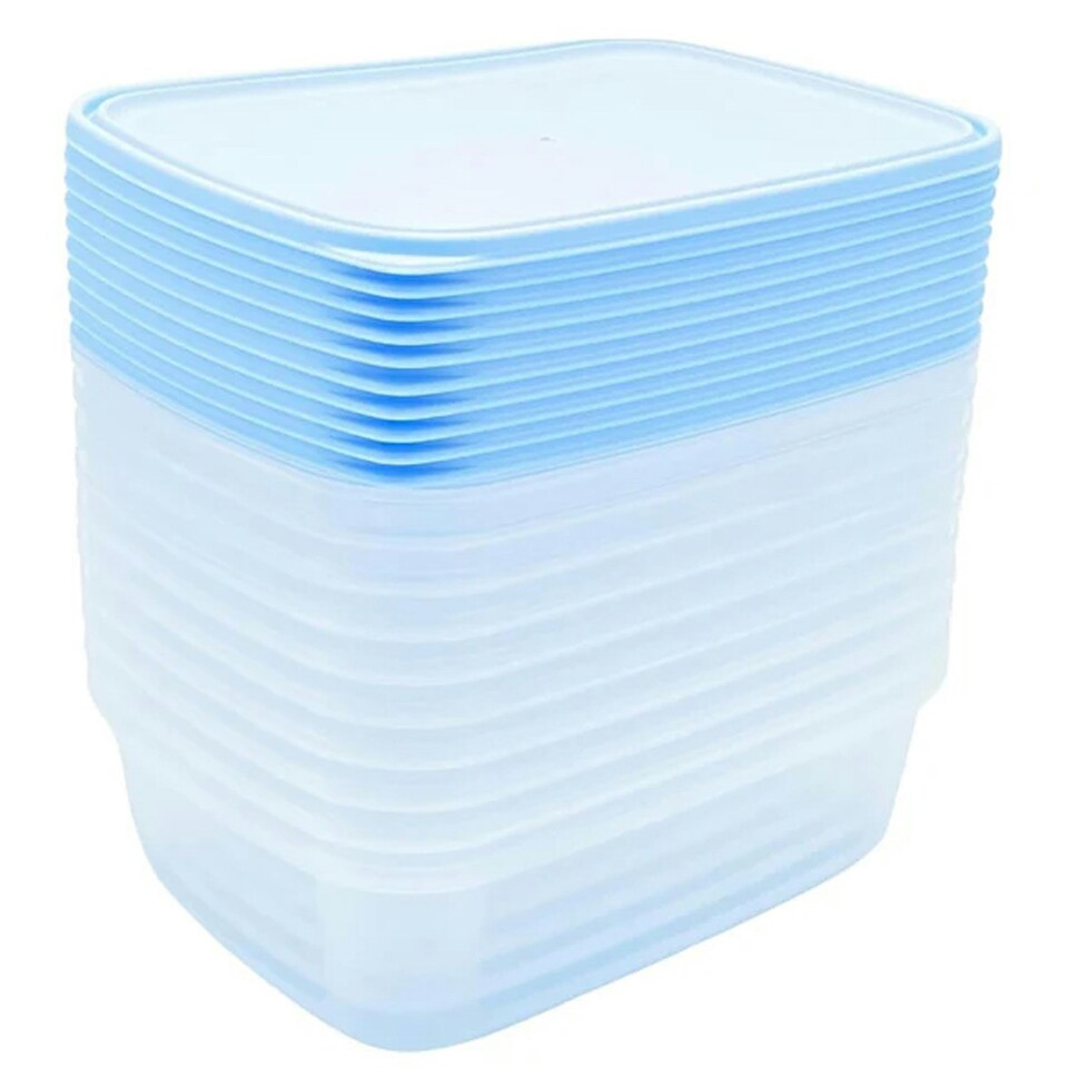 image 1 of 12 x 1L Clear Plastic Food Containers Freezer, Microwave & Dishwasher Safe Complete With Airtight Lids