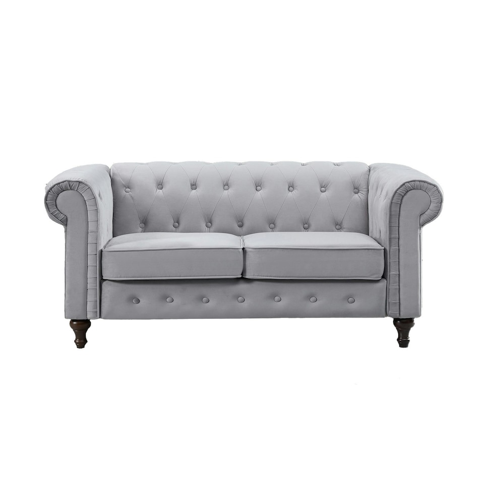 image 1 of Pelham 2 Seat Velvet Sofa - Grey