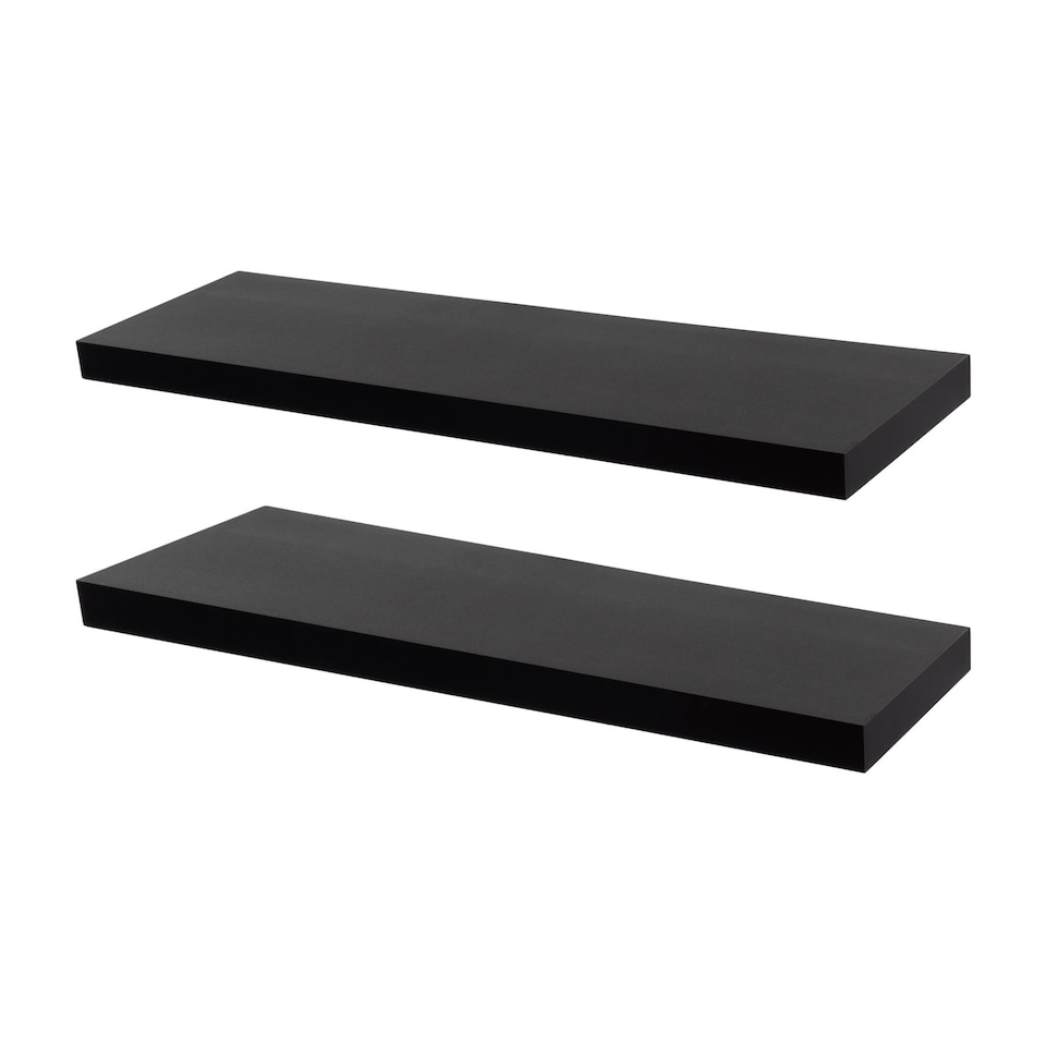 image 1 of Harbour Housewares 100cm Floating Wall Shelf - Photo Gallery Bookshelf Wall Shelves for Storage & Display | Black | Black