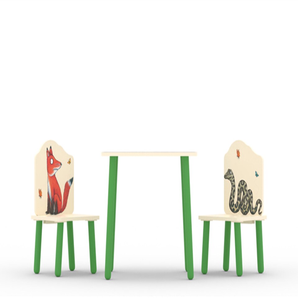 image 1 of Gruffalo Table & 2 Chairs - MDF - Wood - L50 x W50 x H48.5 cm