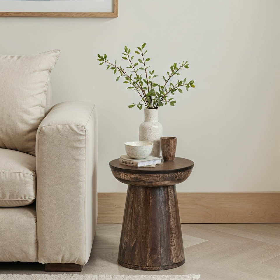 image 1 of Monco Dark Mango Wood Side Table Brown